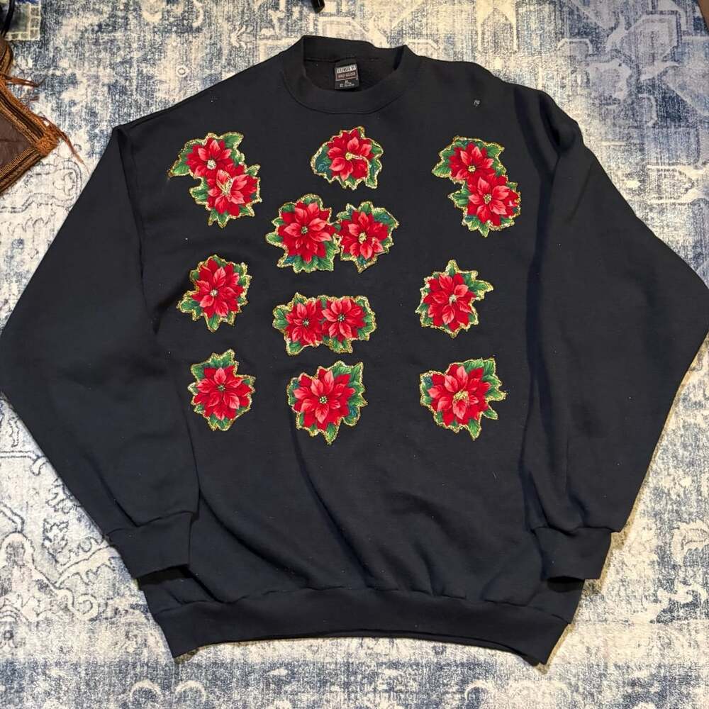 Harley-Davidson Poinsettia Sweatshirt Size XL Black Christmas